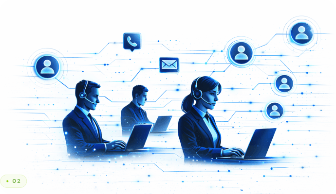 Client specialized teams working across connected systems