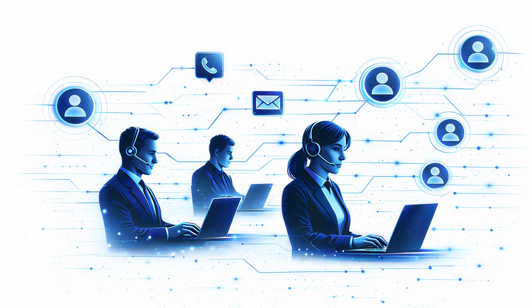 Client specialized teams working across connected systems